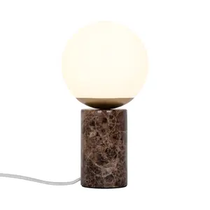 Nordlux Lilly Marble Indoor Living Dining Bedroom Table Lamp In Brown (Diam) 15cm