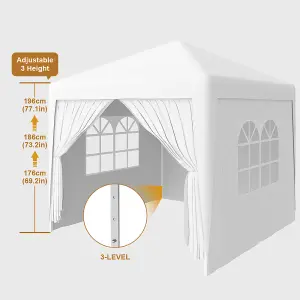 SunDaze Garden Pop Up Gazebo Party Tent Camping Marquee Canopy with 4 Sidewalls Carrying Bag White 2x2M