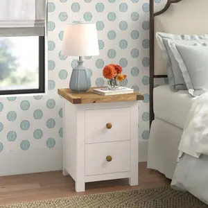 Keene 2 Drawer Bedside Table Off-White