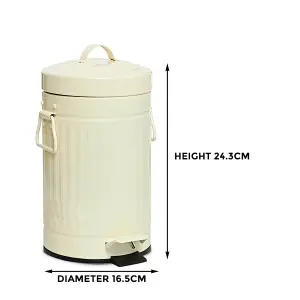 3L Retro Vintage Pedal Bin US Style Dustbin for Bathroom & Kitchen Waste