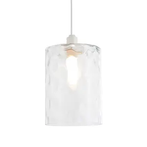 Chic Rectangular Hammered Design Clear Glass Pendant Lamp Shade - 20cm x 14cm