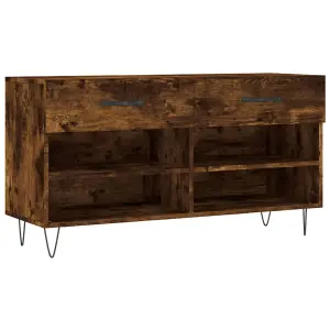 Berkfield Shoe Bench Smoked Oak 102x35x55 cm Engineered Wood