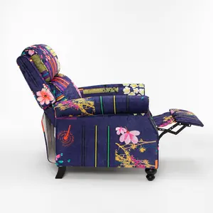 Fabric Purple Patchwork Mary Manual Recliner Chair