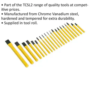 21 Piece Punch and Cold Chisel Set - Durable Hardened Chromed Steel Tools