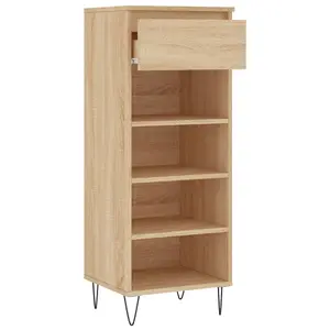 Berkfield Shoe Cabinet Sonoma Oak 40x36x105 cm Engineered Wood