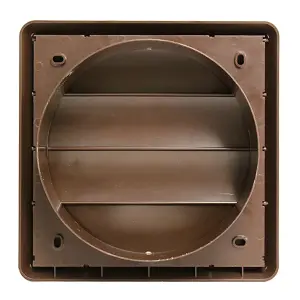 Kair Brown Gravity Grille 183mm External Dimension with 150mm - 6 inch Round Rear Spigot and Not-Return Shutters