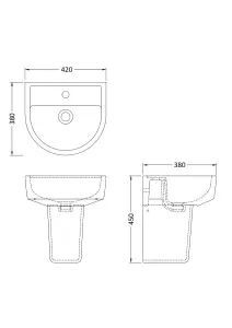 1 Tap Hole Basin & Semi Pedestal - 420mm