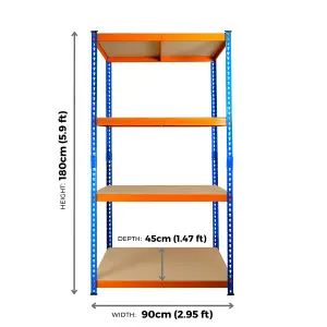 2 Bays of 4 Tier Extra Heavy Duty Storage Racking 1800h x 900w x 450d mm 300kg