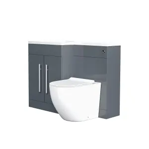 Nes Home 1100mm LH Freestanding Grey Vanity with BTW Toilet, WC & Basin