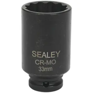 33mm Bi-Hex Deep Impact Socket - Durable 1/2 Inch Drive Chromoly Tool