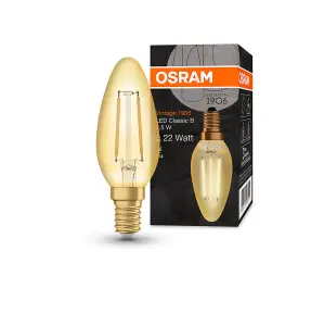 Osram LED Filament Candle 2.5W E14 Vintage 1906 Extra Warm White Gold (3 Pack)