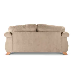 Fairhurst Soft Textured Scroll Arm Mink Fabric 3 Seater