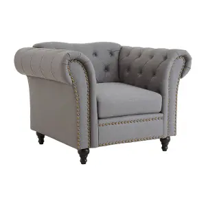 Interiors by Premier Grey Chesterfield Chair, Backrest Lounge Chair, Easy to Maintain Accent chair for Living Room