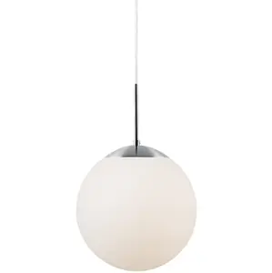 Nordlux Cafe 25 Indoor Dining Kitchen Hallway Pendant Ceiling Light in Opal White (Diam) 25cm