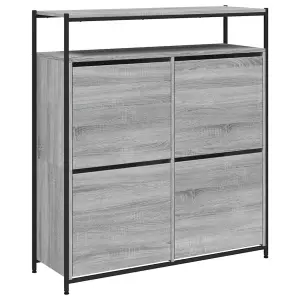 Berkfield Shoe Cabinet with 4 Flip-Drawers Grey Sonoma 100x34x112 cm