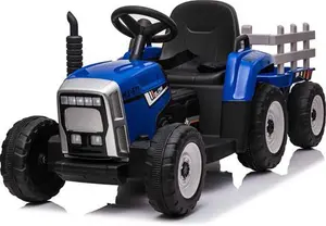 Blue R/C Twin Motor Tractor & Trailer - 12V Kids' Electric Ride On