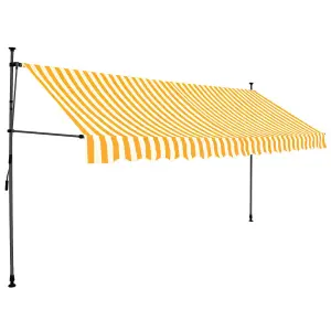 Berkfield Manual Retractable Awning with LED 400 cm White and Orange