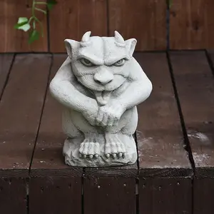 Pair Of Small Gargoyle Garden Statues