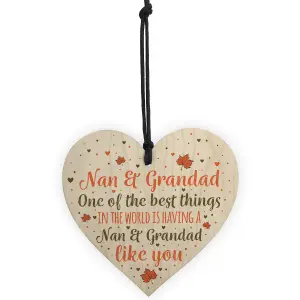 Red Ocean Nan Grandad Gifts Hanging Wooden Heart Sign Birthday Christmas Xmas Grandparent Gifts