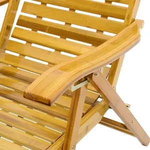 Brown Foldable Adjustable Balcony Wooden Bamboo Rocking Chair Lounge Chair