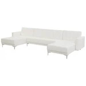 U-Shaped Sofa ABERDEEN White Faux Leather Reversible