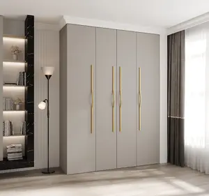 Elegant Cashmere Como II Hinged Door Wardrobe H2460mm W1800mm D500mm, Four Doors, Sixteen Shelves, Two Hanging Rails, Gold Handles