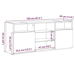 vidaXL TV Cabinet with LED Lights Smoked Oak 120x30x50 cm