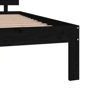 Berkfield Bed Frame Black Solid Wood Pine 140x200 cm