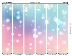 Origin Murals Children's bedroom Pink & White Hearts Matt Smooth Paste the Wall Mural 300cm wide x 240cm high