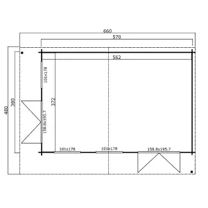 Lasita Doddington Summer House - 5.7m x 3.8m - Modern Log Cabin with Double Doors Double Glazed