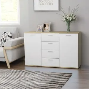 Andile 35.5Cm Wide 4 Drawer Sideboard White/Sonoma Oak