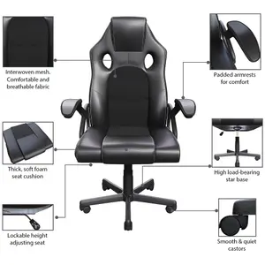 Vida Designs Coma Racing Gaming Chair, Black