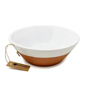 Rustic Pastel Half Dipped Terracotta Kitchen Large Bowl White (D) 23cm x (H) 8cm