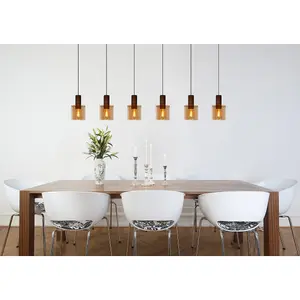 Lucide Toledo Vintage Bar Pendant Light 20cm - 3xE27 - Amber