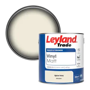 Leyland Trade Vinyl Matt Walls & Ceilings Emulsion Paint Spice Ivory (PPG1204-1) 2.5L