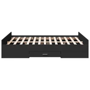 Berkfield Bed Frame with Drawers without Mattress Black 120x190 cm Small Double