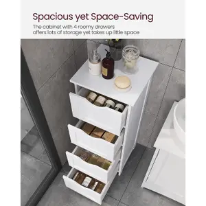 Bathroom Storage Cupboard Storage Cabinet Standing Wooden with 4 drawers 30 x 30 x 82cm White LHC40W