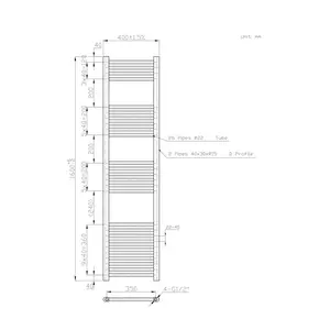 Wiest Straight Heated Towel Rail Radiator Bathroom Ladder Warmer White / 160cm H x 40cm W x 3cm D