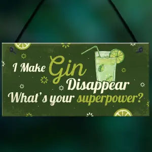 Red Ocean Novelty Funny Make Gin Disappear Gift Man Cave Home Bar Hanging Plaque Pub Sign Gift