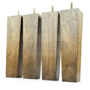 4x Wooden Furniture Legs M10 230mm High Dark Walnut Wash Replacement Square Tapered Sofa Feet Stools Chairs Cabinets Beds