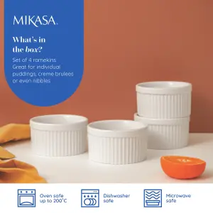 Mikasa Chalk Porcelain Ramekins, Set of 4, 9.5cm, White