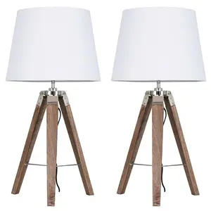 Bella Vista Wood Tripod Lamp (Set of 2) White / No