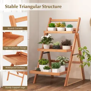 Costway 3-Tier Plant Stand Outdoor Indoor Foldable Flower Racks Display Shelf