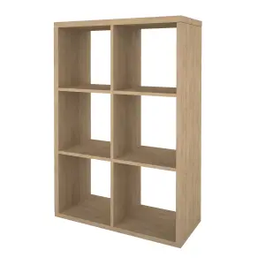 GoodHome Mixxit Natural oak effect Freestanding 6 shelf Rectangular Shelving unit, (H)1080mm (W)735mm