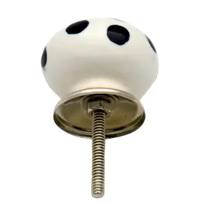 Nicola Spring - Round Ceramic Cabinet Knob - White & Black Spot