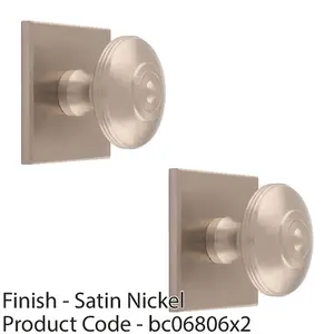 2 PACK - 32mm Round Cabinet Door Knob & 40x40mm Matching Backplate - Satin Nickel Handle