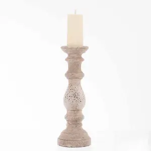 Large Stone Ceramic Column Candle Holder