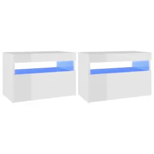 Berkfield TV Cabinets with LED Lights 2 pcs High Gloss White 60x35x40 cm