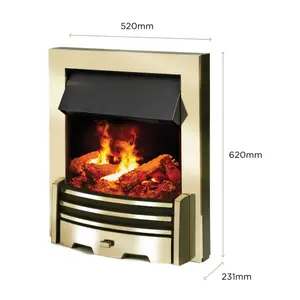 Dimplex Opti-myst Brass effect Electric Fire (D)65mm