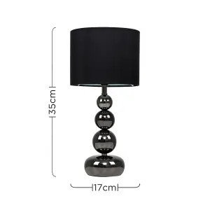 ValueLights Marissa Chrome Touch Table Lamp with Black Faux Silk Shade